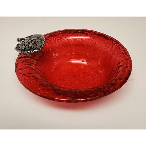 Lots of 2 Christmas Santa & Reindeer Glass dish with Santa 6.5” - Picture 9 of 10